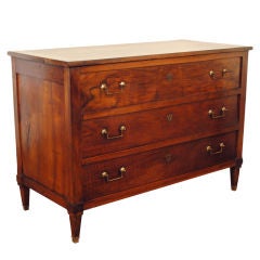 A Louis XVI Walnut Hinged Top 2-Drawer Commode