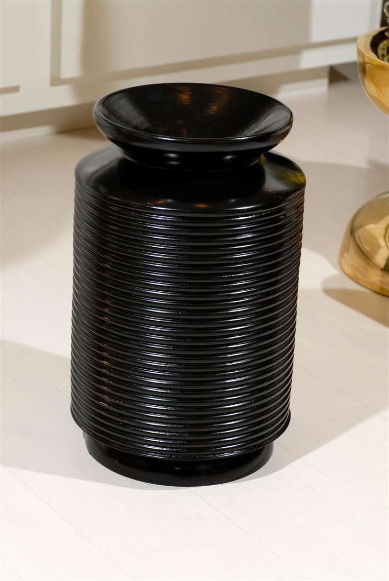 Black Ribbed Vase For Sale 3