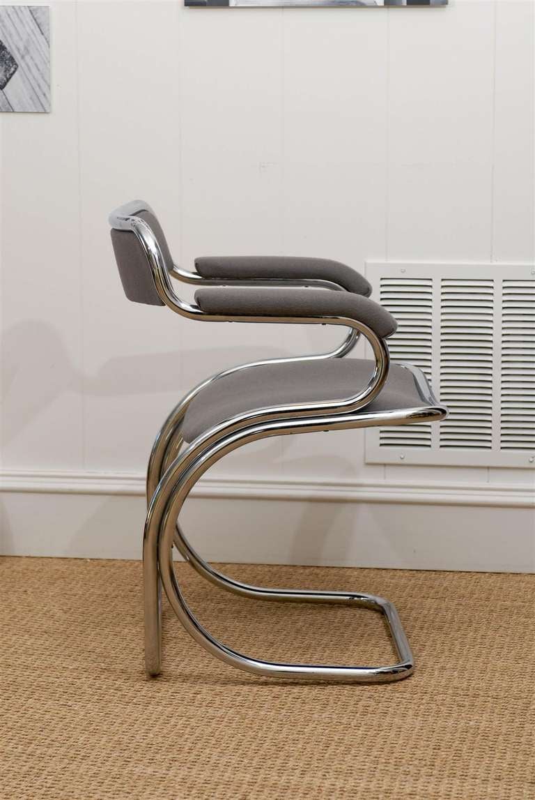 20th Century Grey Chrome Chair For Sale