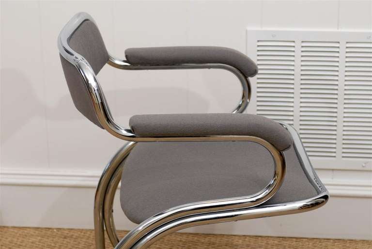 Grey Chrome Chair For Sale 1