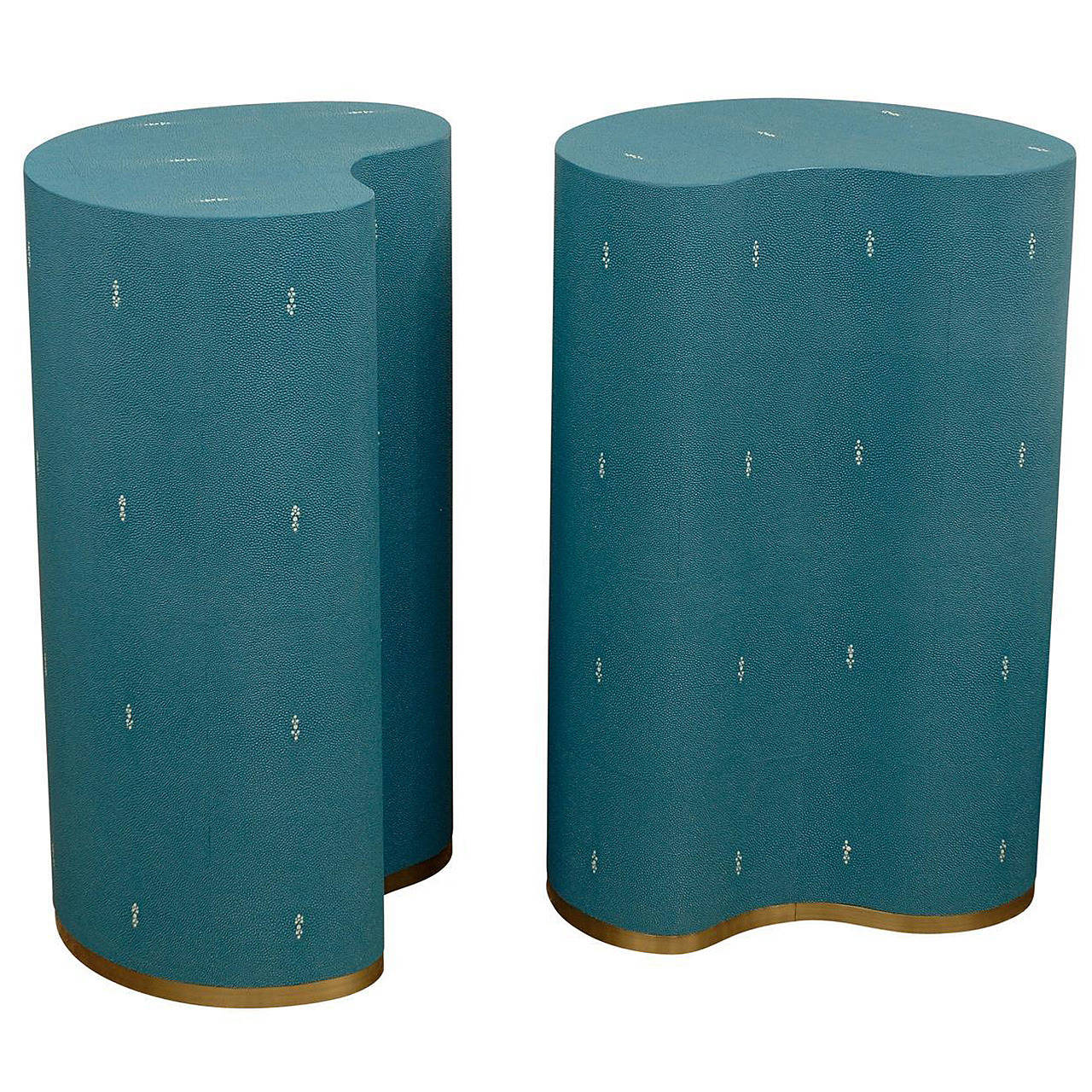 Turquoise Faux Shagreen Pod Tables For Sale