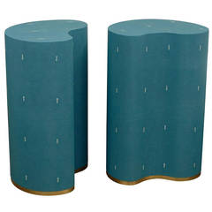 Turquoise Faux Shagreen Pod Tables