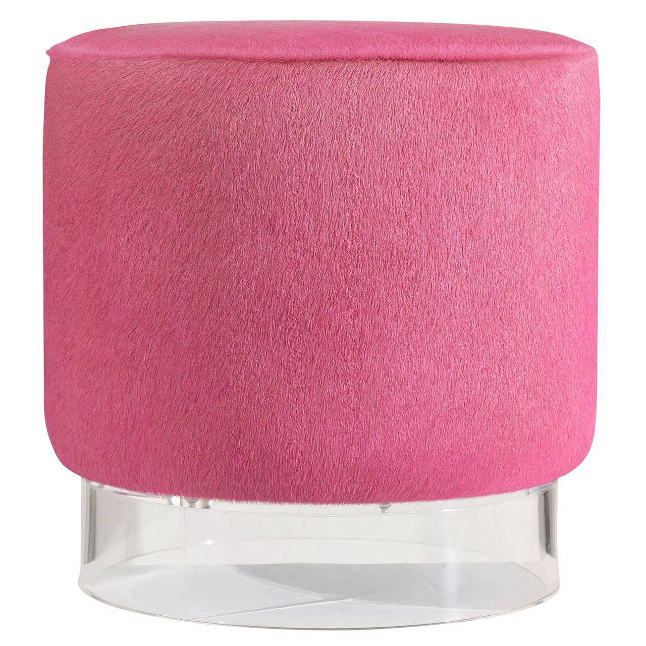 Pink Hide and Lucite Stool For Sale
