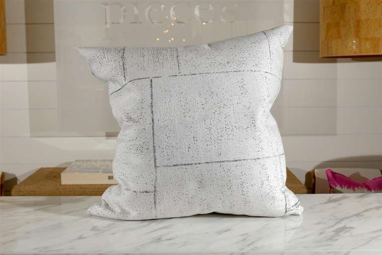 Grey & White Block Pillows For Sale 2
