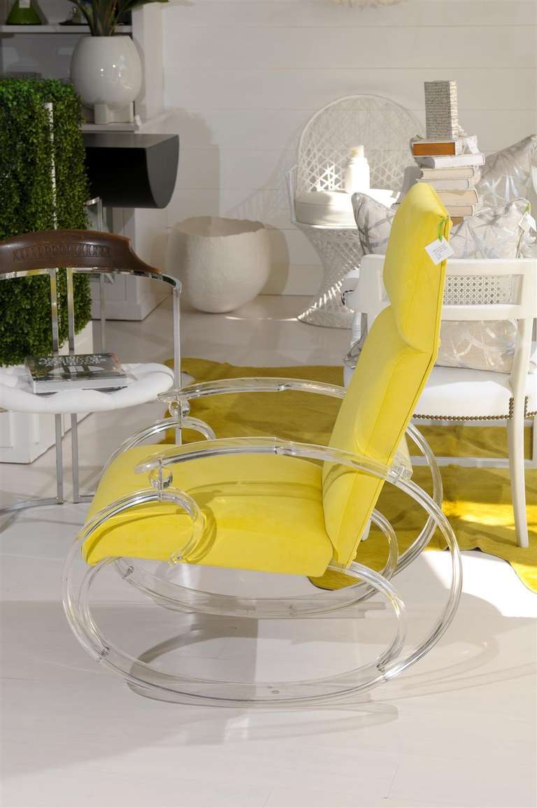 Bright Yellow Lucite Rocker For Sale 3