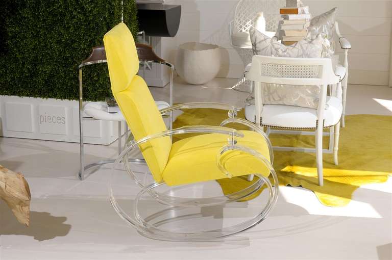 Bright Yellow Lucite Rocker For Sale 5