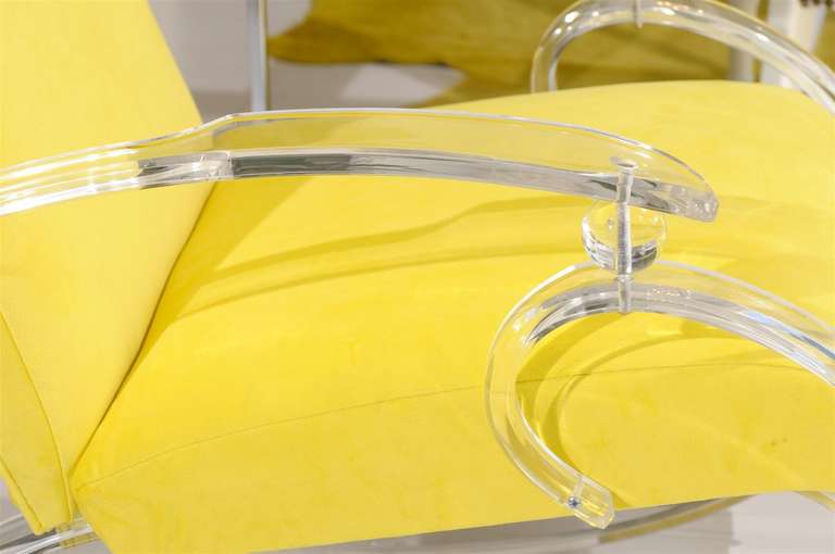 Bright Yellow Lucite Rocker For Sale 6