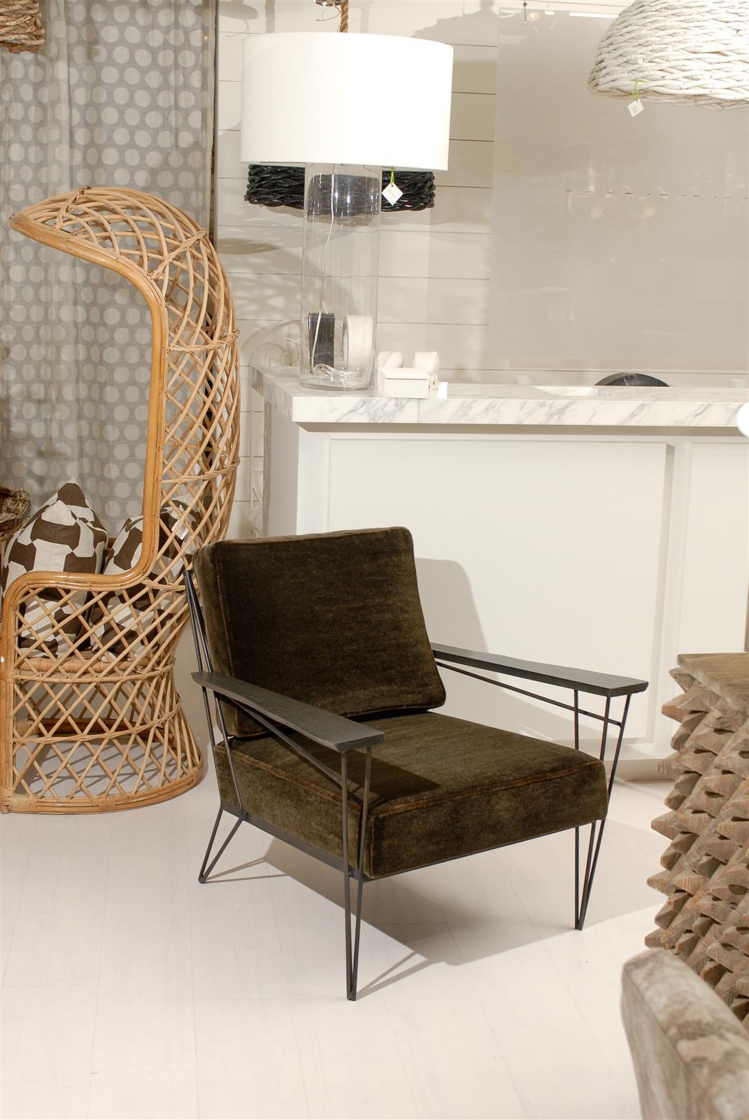 Brown Mohair Lounge Chair