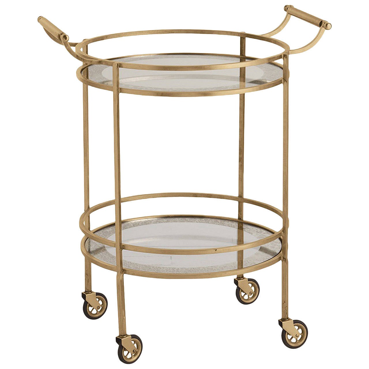 Round Gold Bar Cart For Sale