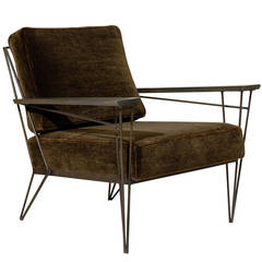 Brown Mohair Lounge Chair