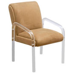 Lucite and Suede Side Chair