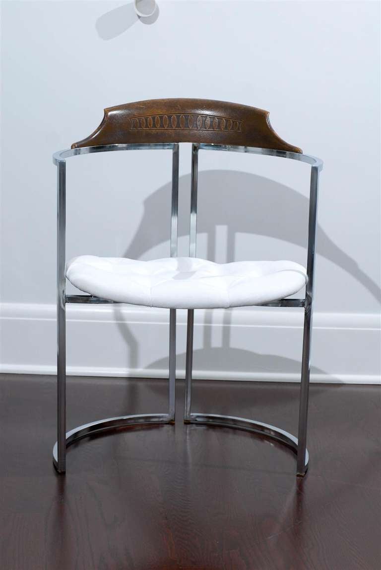 20th Century Chrome & Wood Dining Chair For Sale