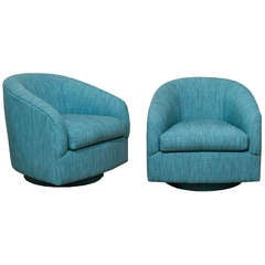 Pair of Teal Swivel Chairs