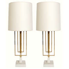 Pair of Large Scale Lamps in the manner of Tommi Parzinger