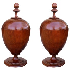 Pair of 20thC George III Style Mahogany Cutlery Urns