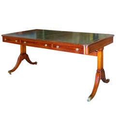 19th Century English Leather Top Partners Desk, Georgian Style