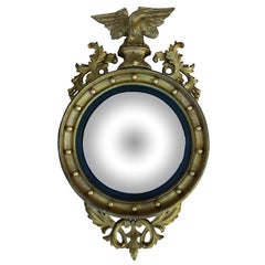 19th Century American Giltwood Carved Convex Mirror