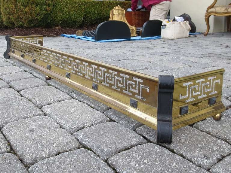 19th Century Steel and Brass Greek Key Fender, Probably American For