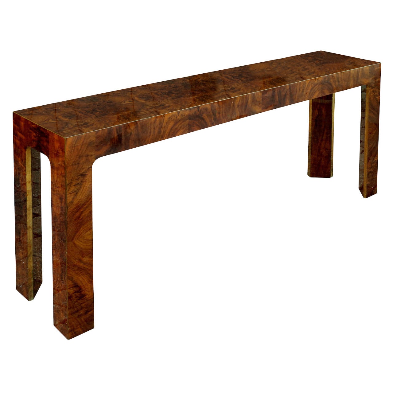 Mid Century Circassian Elm Wood Console