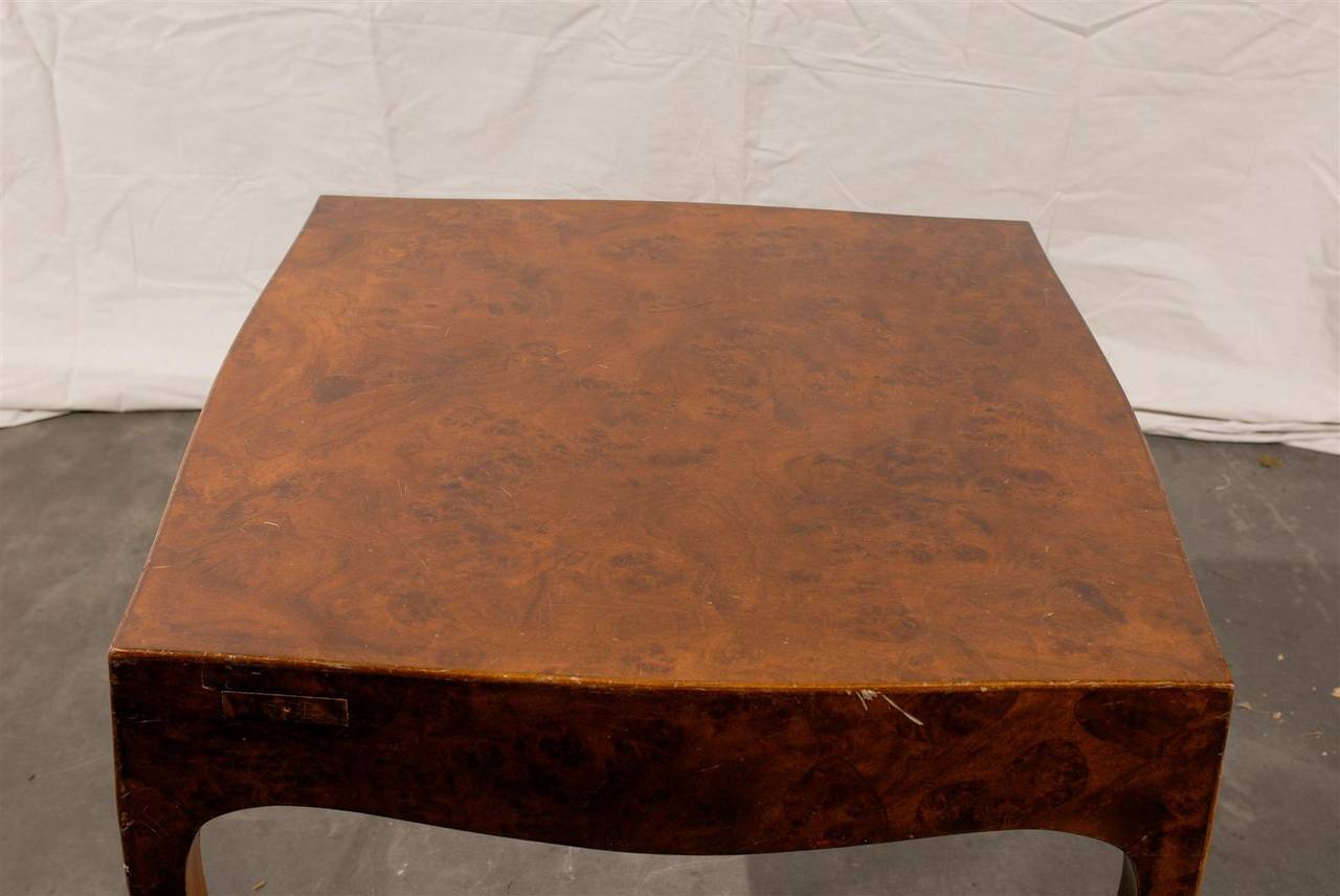 MidCentury Italian Burled Wood Card Table at 1stdibs