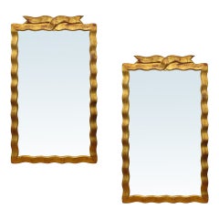 Pair of 1950's Italian Gilt Ribbon Mirrors by Friedman Bros.