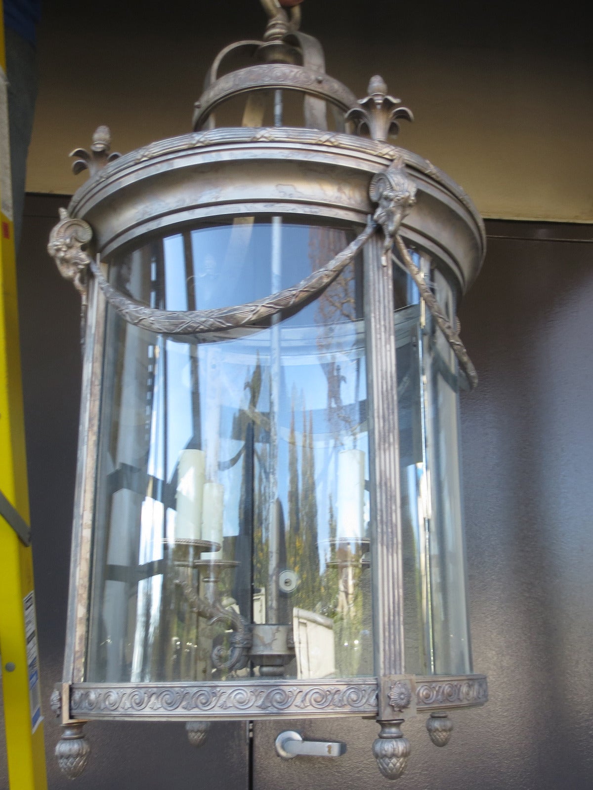 Jumbo 20th century Regency style silvered hall lantern.