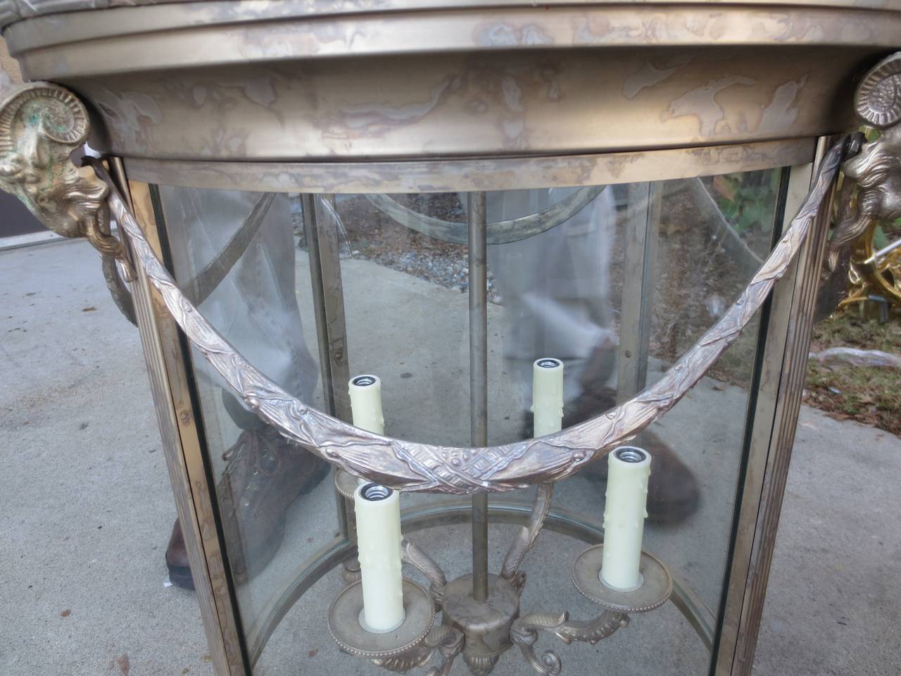 Jumbo 20th Century Regency Style Silvered Hall Lantern 1