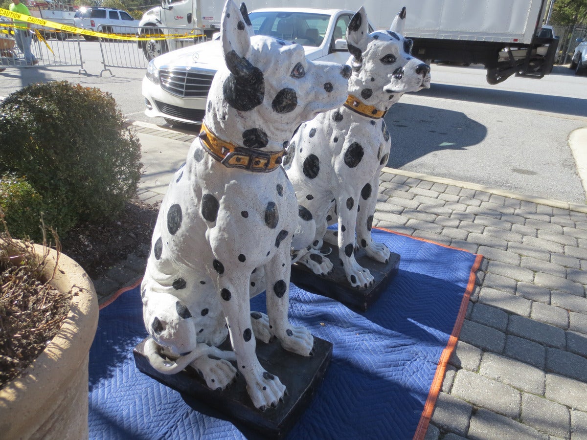 Mid-20th Century Monumental Pair of 20th Century Italian Glazed Terracotta Dog Sculptures