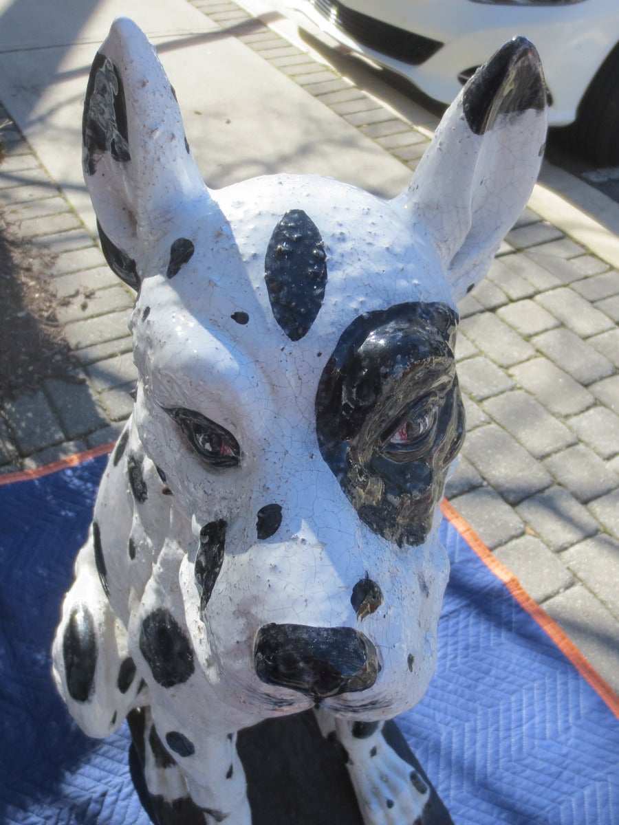 Ceramic Monumental Pair of 20th Century Italian Glazed Terracotta Dog Sculptures