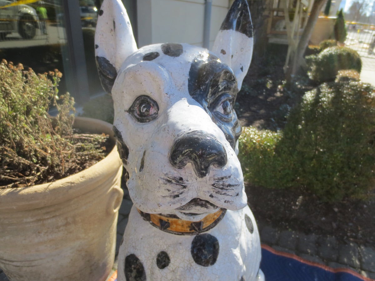 Monumental Pair of 20th Century Italian Glazed Terracotta Dog Sculptures 2