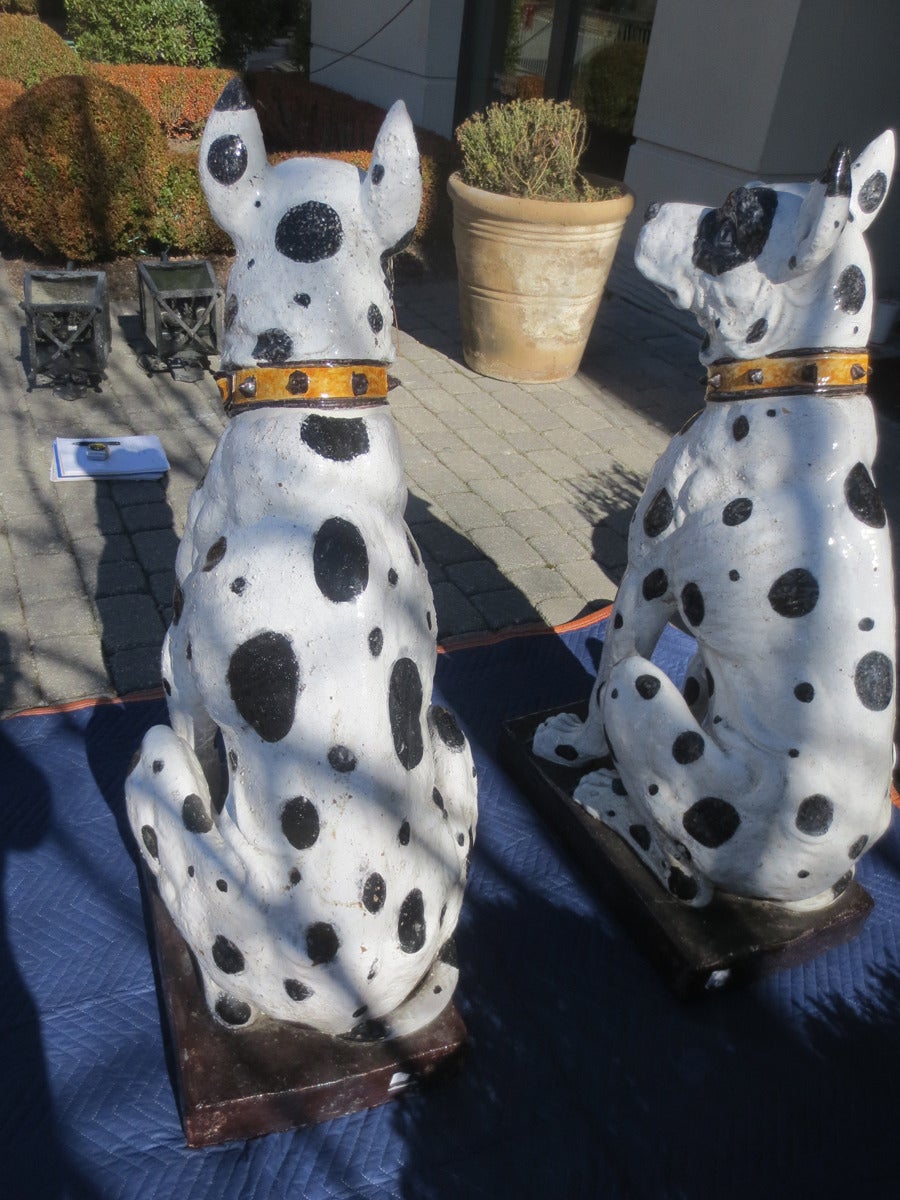 Monumental Pair of 20th Century Italian Glazed Terracotta Dog Sculptures 3