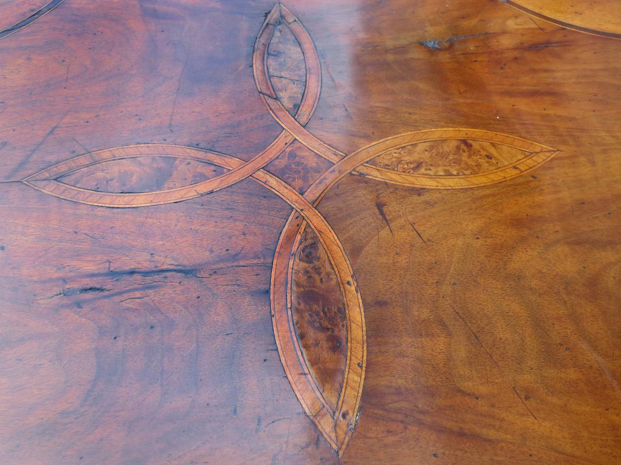 18th-19th Century, Italian Inlaid Oval Walnut Table 4