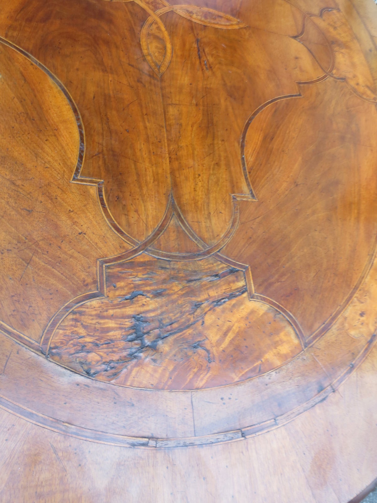 18th-19th Century, Italian Inlaid Oval Walnut Table 5