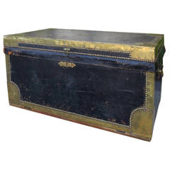 19th Century English Ede & Sons Black Leather Trunk 9