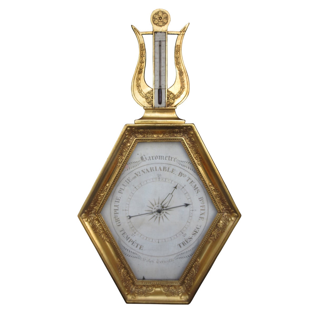 Exceptional early 19th century giltwood barometer.