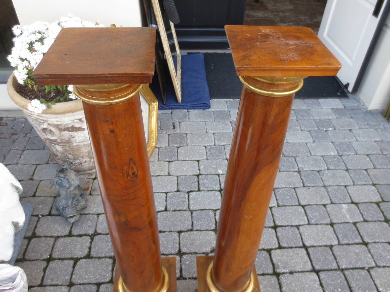 Pair of Fine 18th-19th century Italian Neoclassical Gilt and Walnut Columns,
Provence:From Gianni Versace's collection 