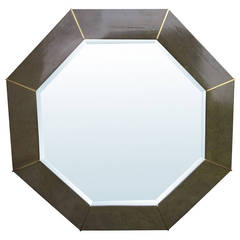 Octagonal Mirror, in the Manner of Karl Springer, circa 1980