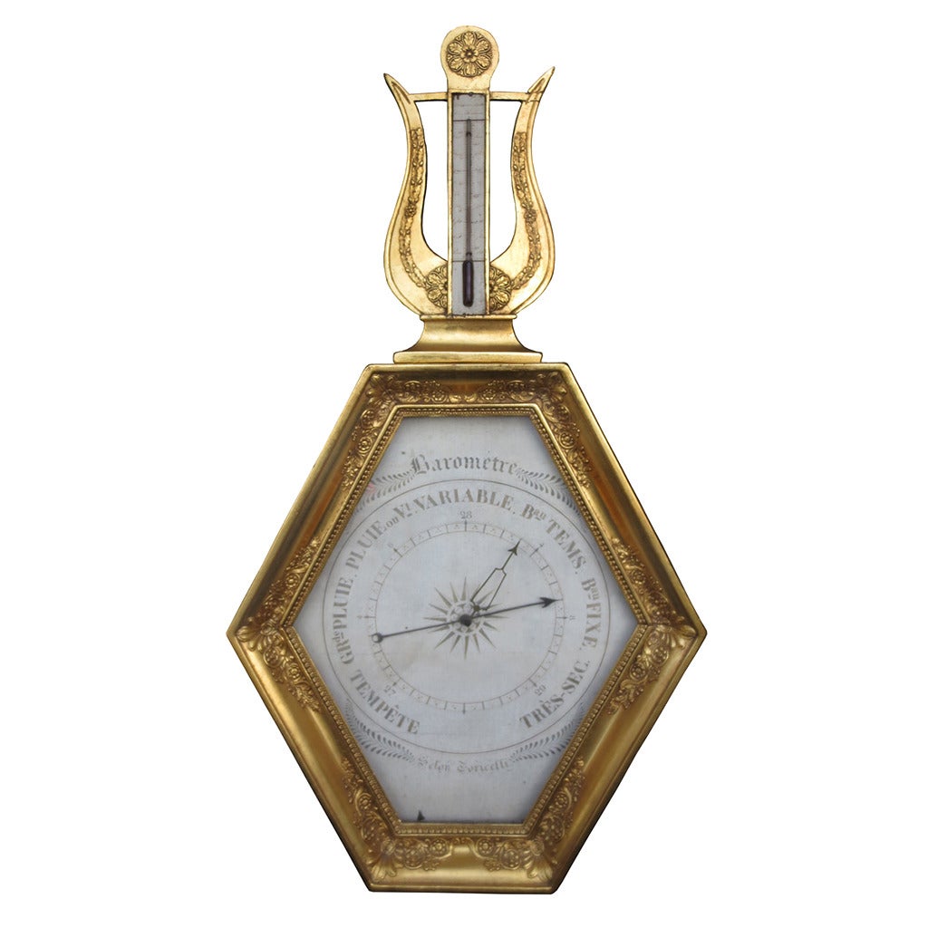 Exceptional Early 19th Century Giltwood Barometer For Sale