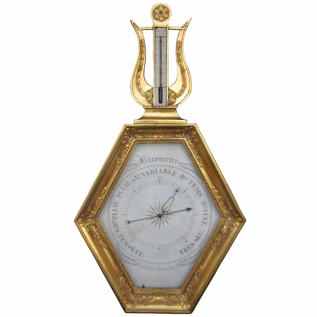Exceptional Early 19th Century Giltwood Barometer