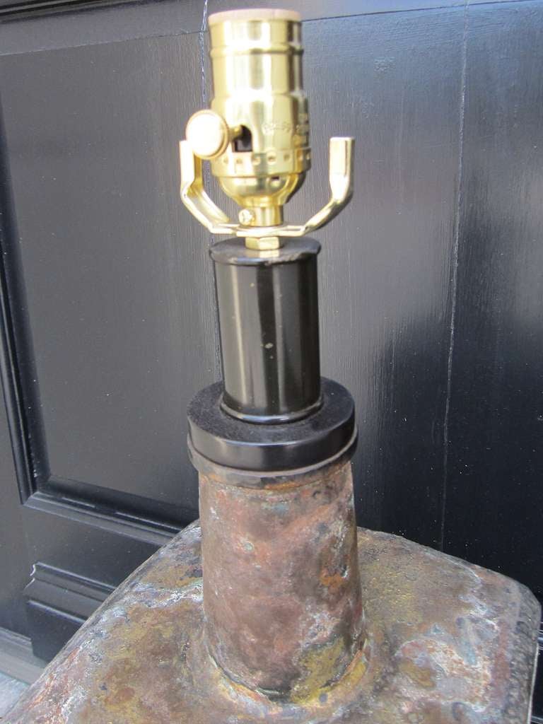 Mid Century Copper Finish Lamp In Good Condition For Sale In Atlanta, GA