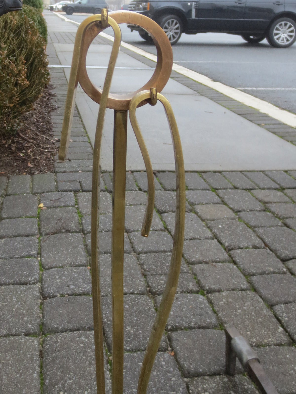 Pair of Mid-Century Brass Andirons and Fire Tools by Donald Deskey, circa 1940 1