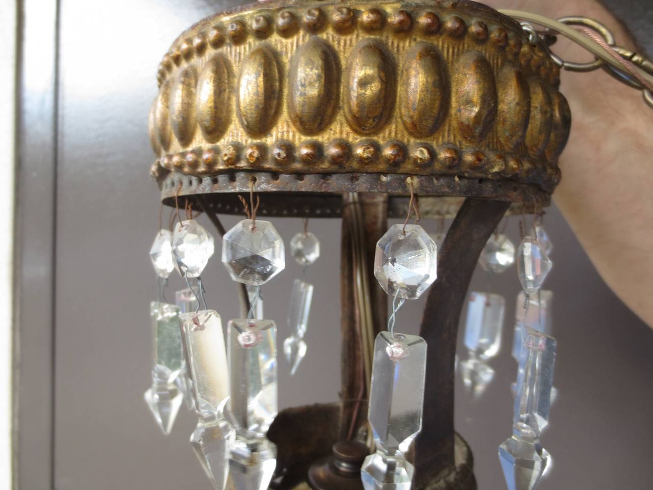 Pair of 18th-19th Century Italian Tole and Crystal Chandeliers In Good Condition In Atlanta, GA