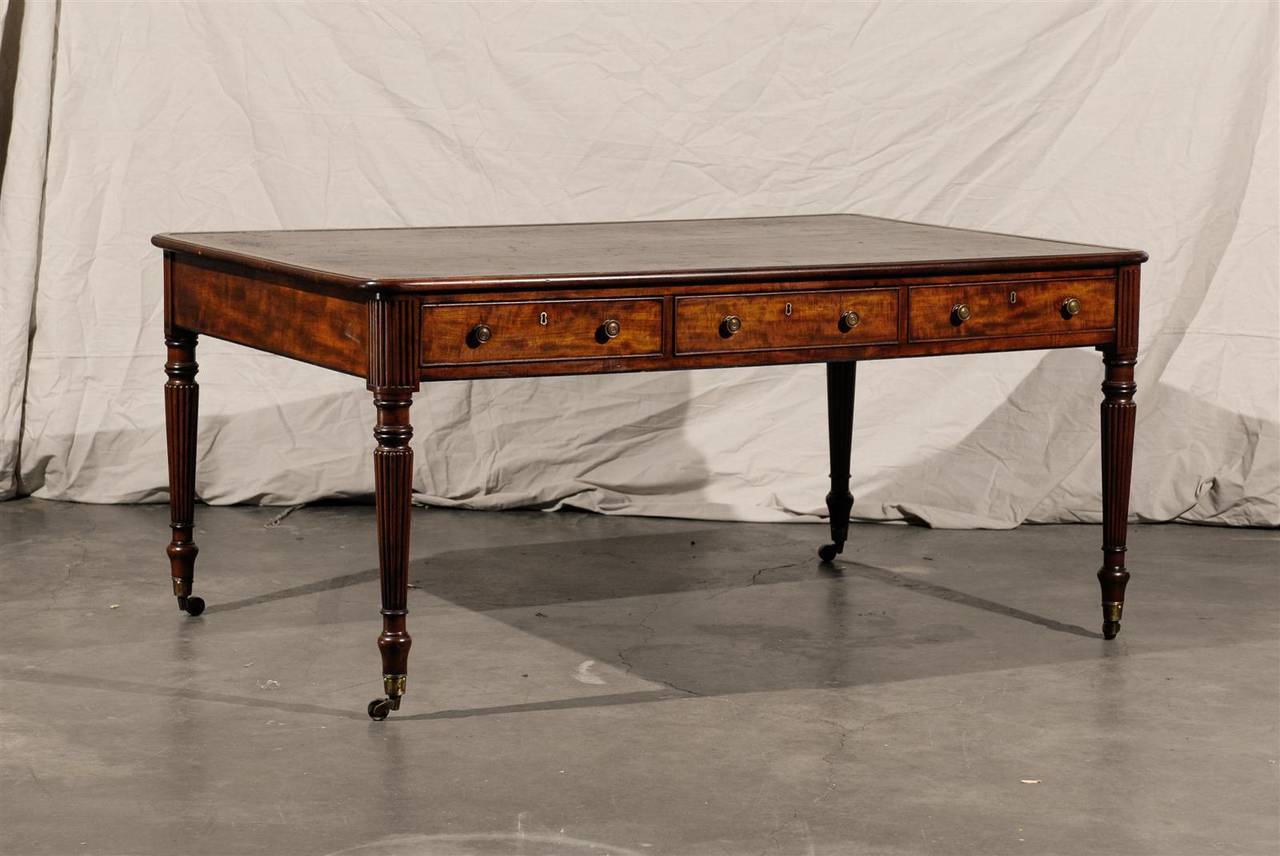 19th Century English Mahogany Partner S Desk With Leather Top After 19th Century English Mahogany Partner S Desk With Leather Top After Gillows Circa 1845