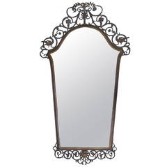 Incredible 20th Century Bronze Framed Mirror Attributed to Oscar Bach