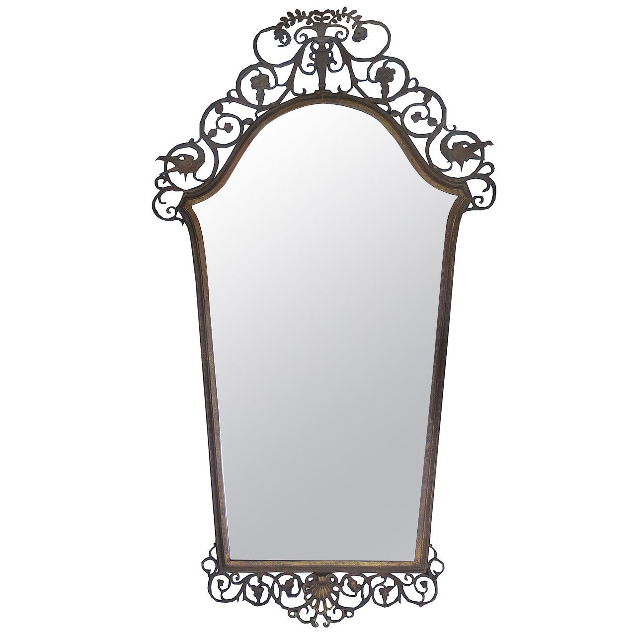 Incredible 20th Century Bronze Framed Mirror Attributed to Oscar Bach