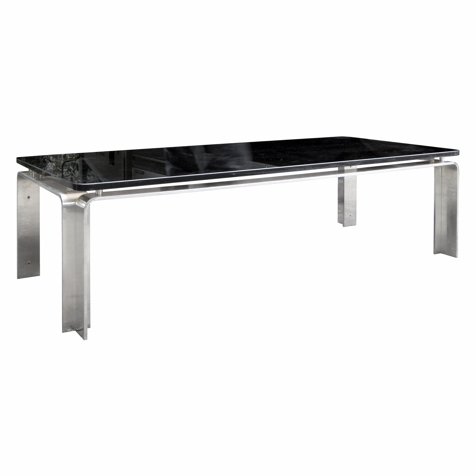 Mid-20th Century Aluminum Coffee Table, in the Style of Willy Rizzo