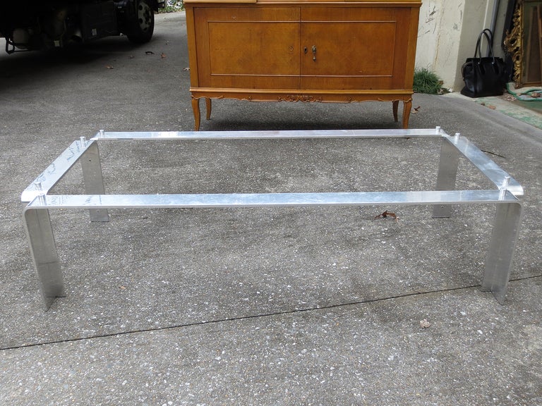 Mid-Century Modern Mid-20th Century Aluminum Coffee Table, in the Style of Willy Rizzo