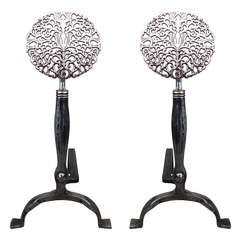Pair of Early 19th Century English Andirons in the Style of Ernest Gimson