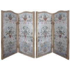 18th Century Continental Four-Panel Canvas Screen, Currently in Two Sections