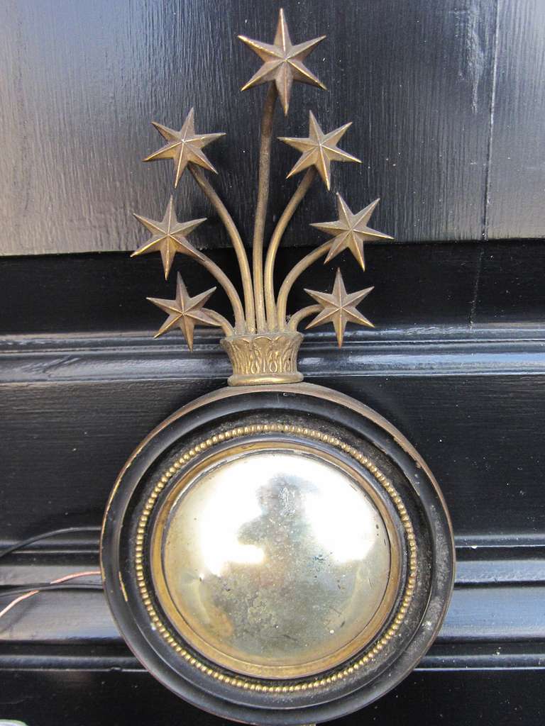PAIR OF 20thC BRASS SCONCES WITH STAR DETAIL